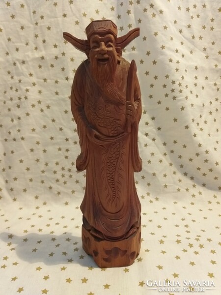Kínai bölcs Kézzel készült fa faragott szobor 25cm