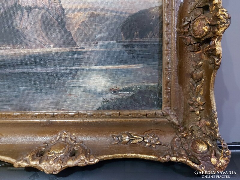 Probably a signed antique painting of the iron gate from 1916, - 352