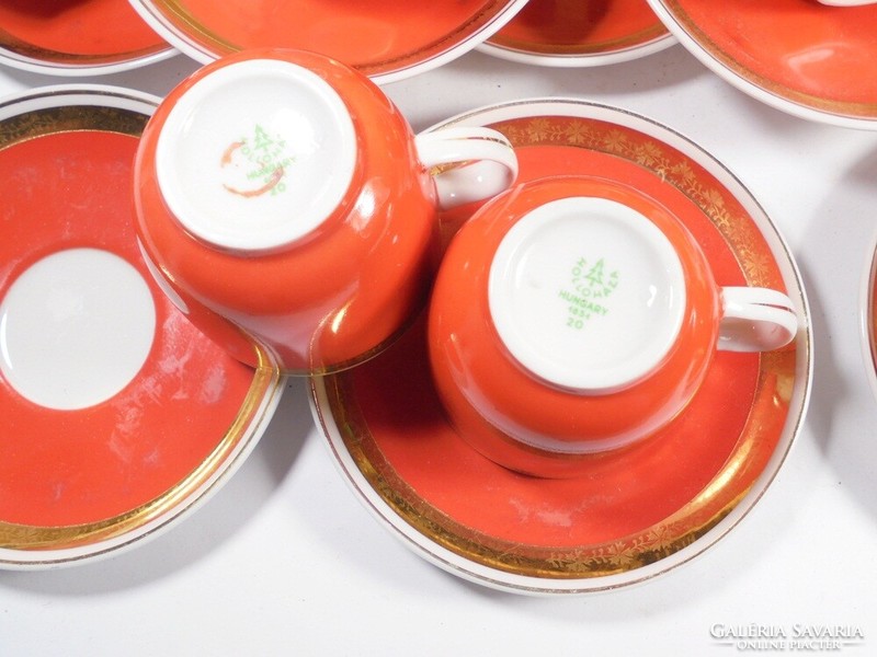 Retro jelzett Hollóházi porcelán teáskészlet kávéskészlet- Hollóháza -1970-es évek, 6 személyes