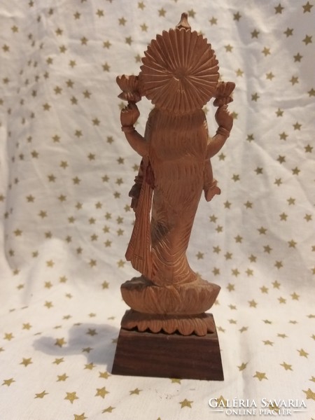 Indian oriental goddess handmade wooden carved statue 19 cm