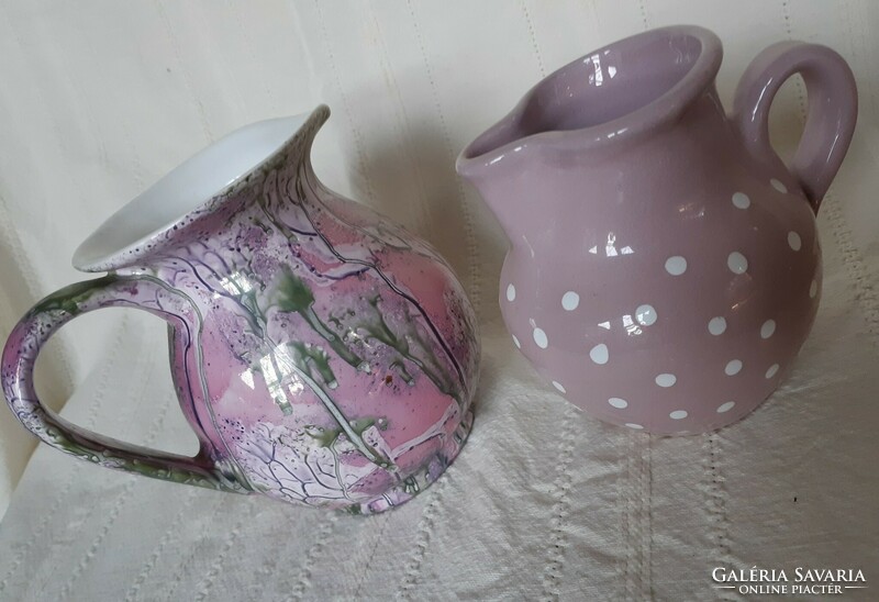 2 cute pink jugs. Dotted and striped.
