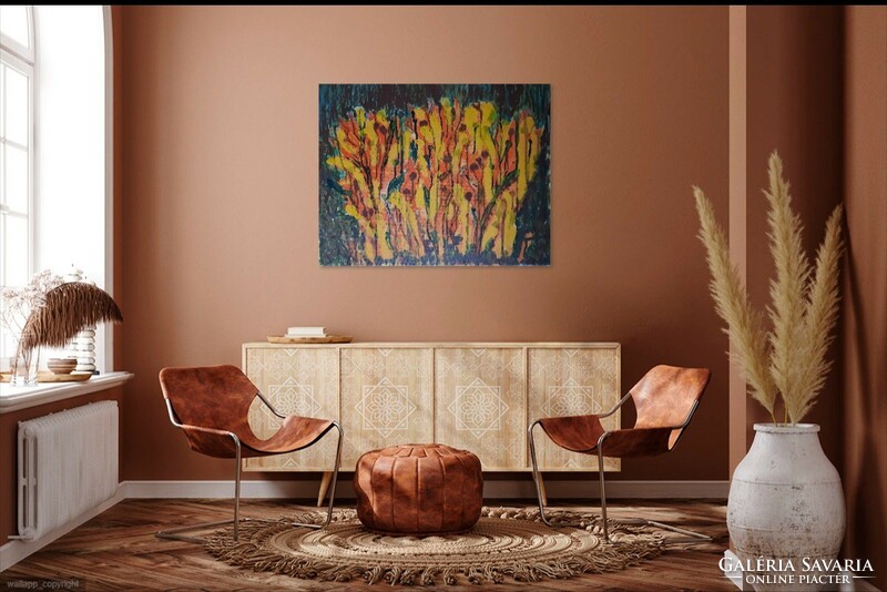 Zsm abstract painting 50 cm/40 cm canvas, acrylic golden rain