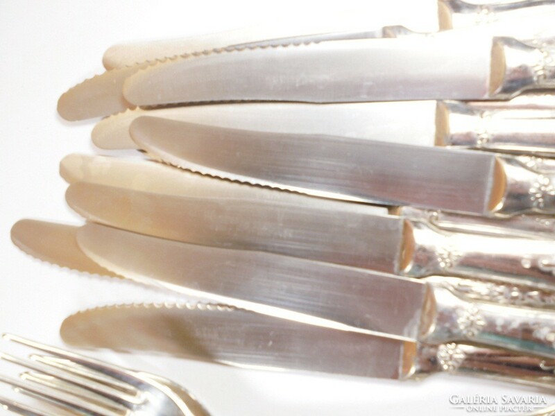 Ezüstözött 12 személyes Super Inox AP jelzett evőeszköz kanál kés villa készlet étkészlet 51 részes