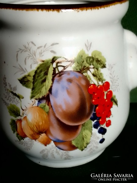 Fruit, decorative glazed porcelain, small bunch jam, plums, currants, gooseberries