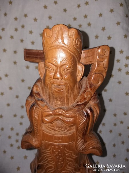 Chinese sage handmade wooden carved statue