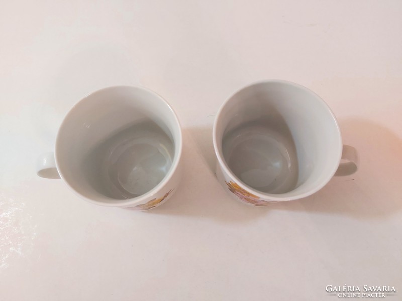 Retro 2 db Alföldi porcelán bögre virágos teás csésze mid century
