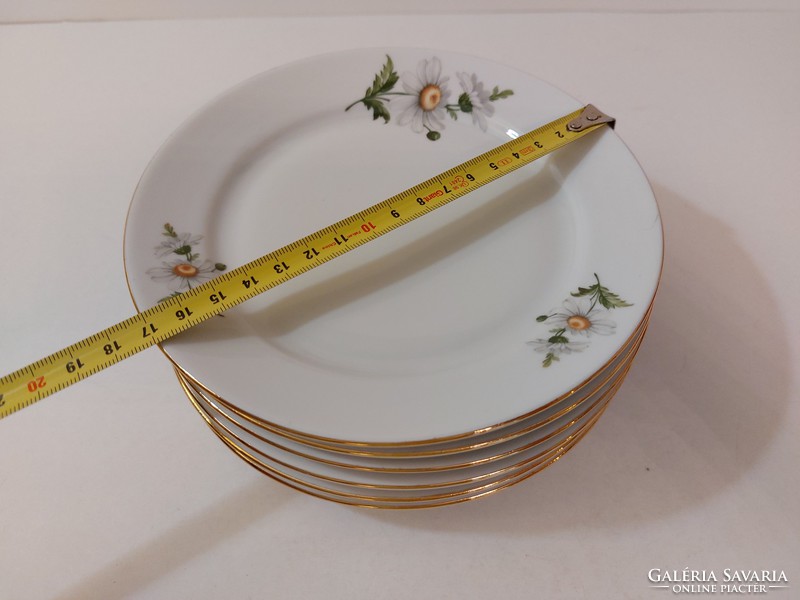 Retro 6 db Alföldi porcelán margarétás kis tányér készlet