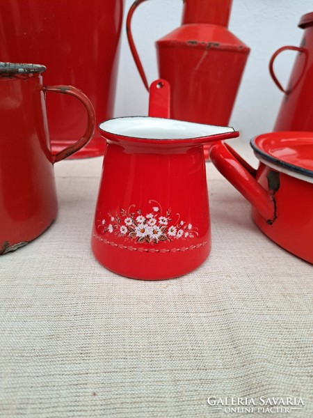 Enameled enameled red package on greased pot pot vajling teapot mug Ceglédi jug Jászkisér