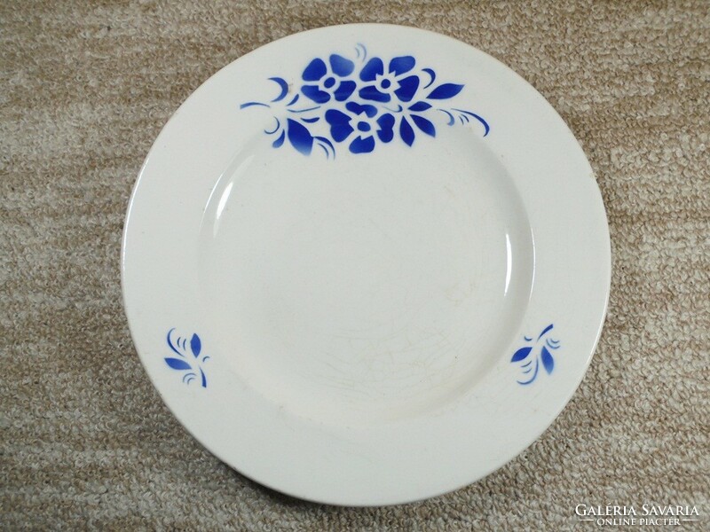 Antik Csehszlovák jelzett Ditmar Urbach festett kerámia tányér kék virág mintás kb. 1940-es évek