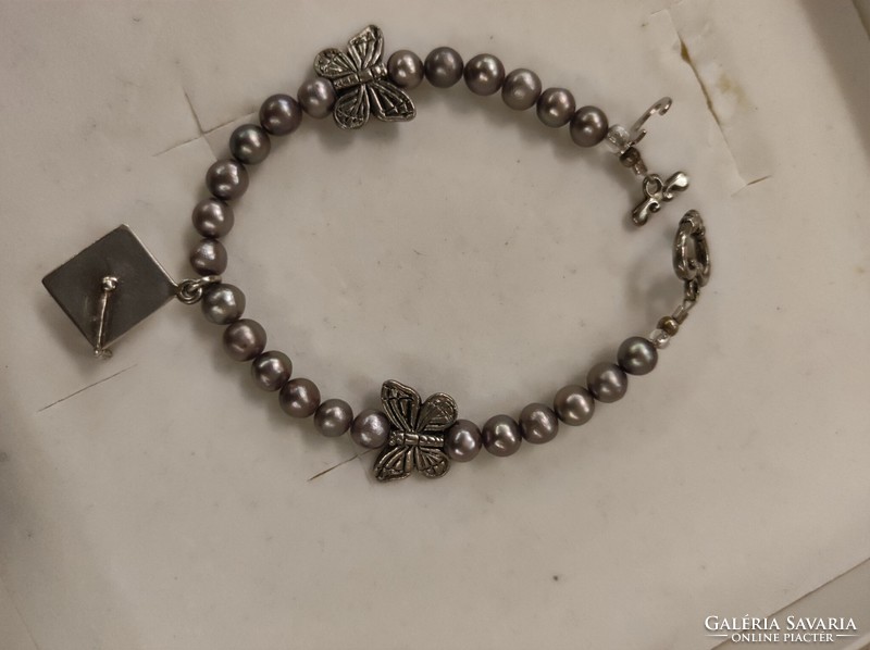 Israeli silver bracelet with pearls