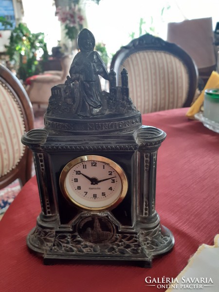 Antique bronze mechanical table clock 26x6x20cm