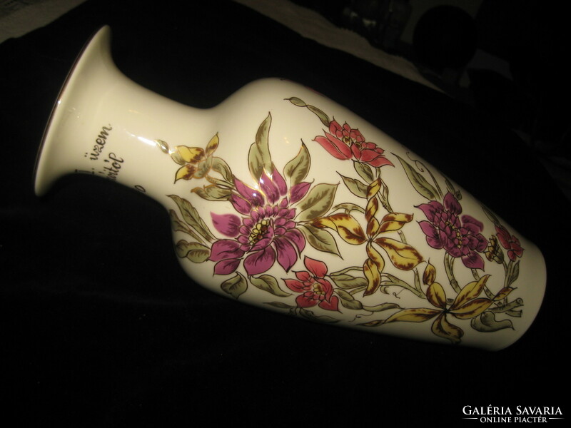 Beautiful Zsolnay orchid vase with a thick layer of hand painting, 27 cm flawless