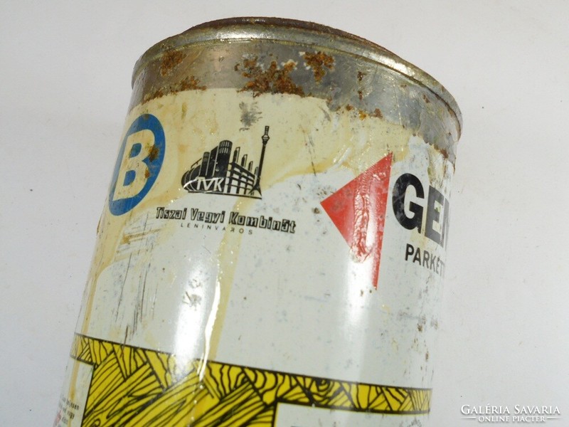 Retro paint box - gemini parquet varnish - tvk Tisza chemical combine manufacturer Leninváros 1970