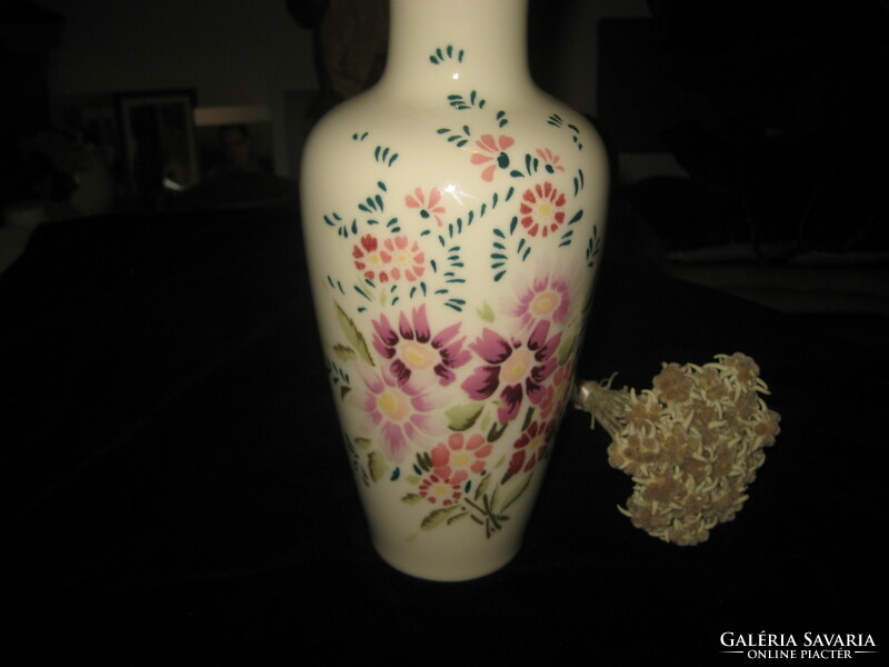 Zsolnay vase, with beautiful flower decor, 27 cm