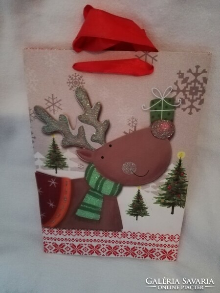 Gift bag decorated with reindeer