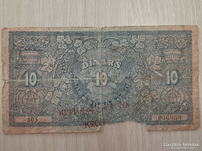 10 Dinars 40 kroner overstamp 1919