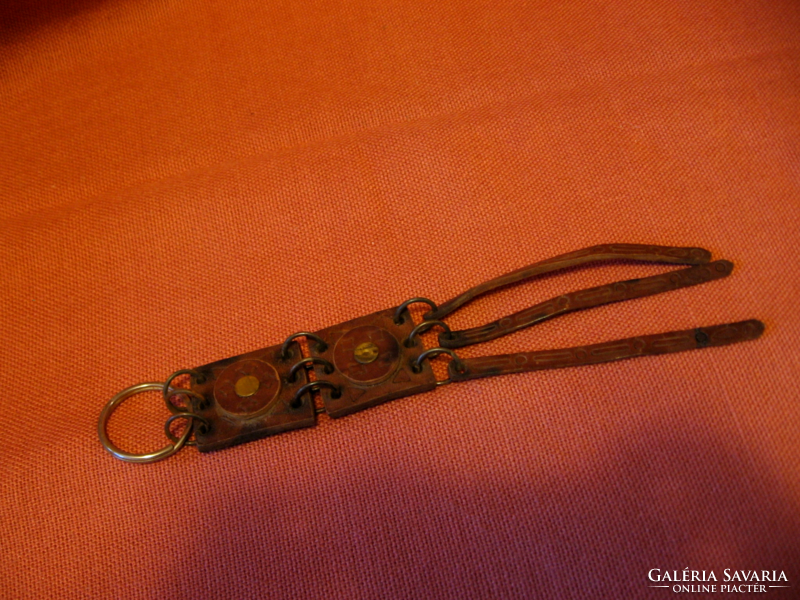 Leather key ring with copper studs