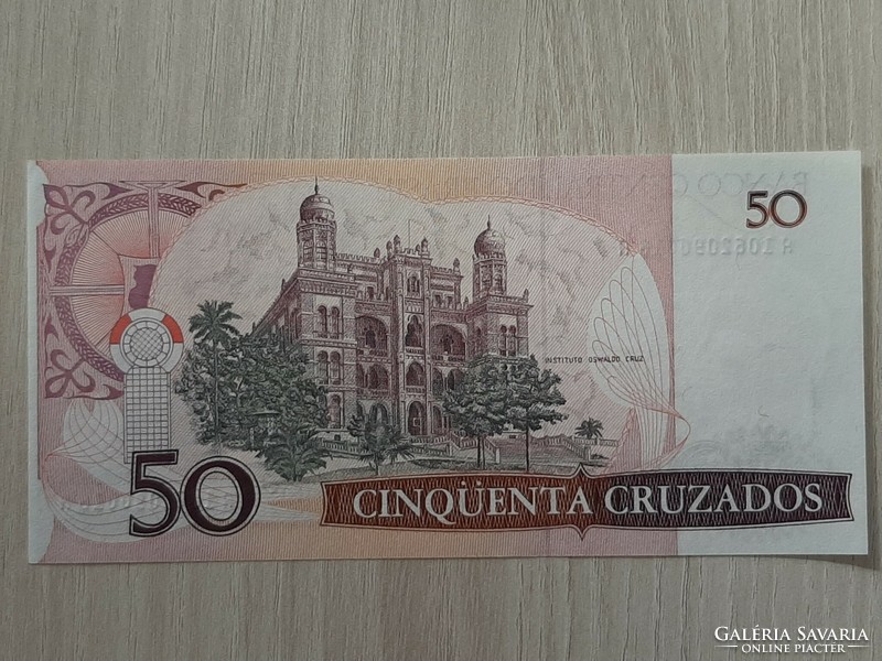 1987 Brazil 50 cruzeiros unc crispy banknote