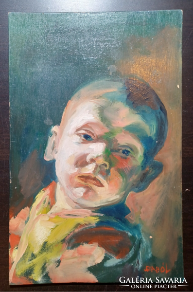 Kisfiú portréja, Szabó L. Jelzés, olaj fa (22x34 cm) gyerekportré