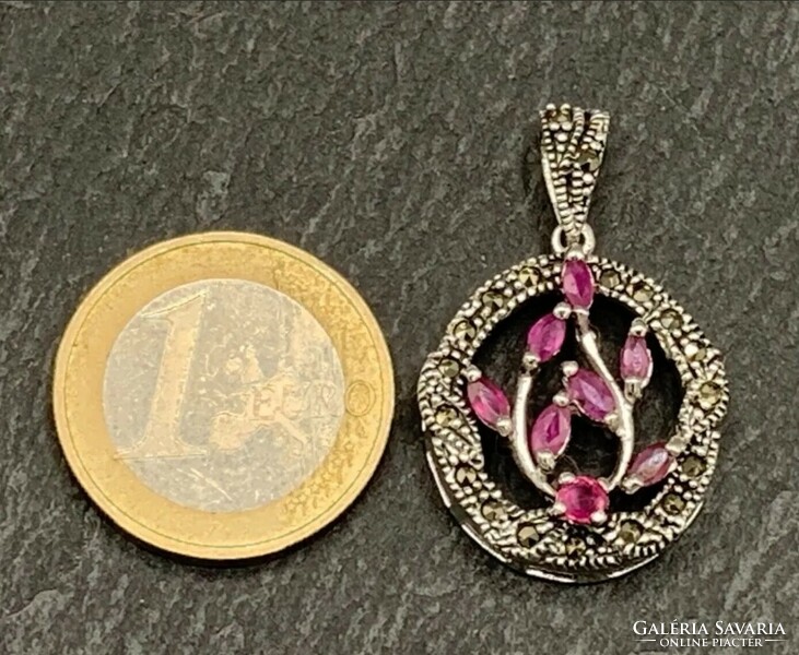 Különleges  rubin drágaköves  sterling ezüst  medál   925  - új
