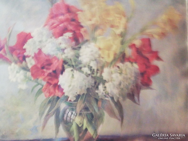 Erich Krüger grandiolen und phlox sword/flame flower giant flower still life oil on canvas in gold frame