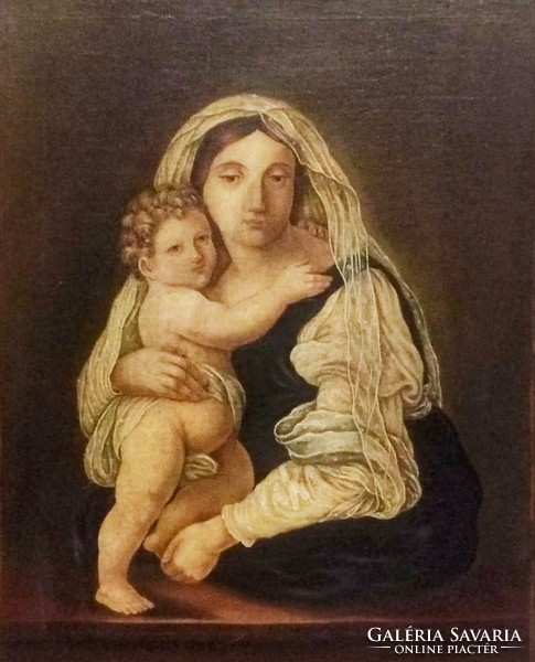 Unknown 1800s painter: Madonna with baby - Madonna with baby Jesus