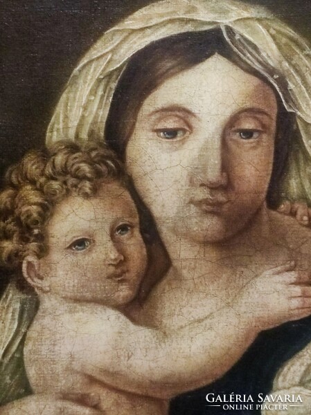 Unknown 1800s painter: Madonna with baby - Madonna with baby Jesus