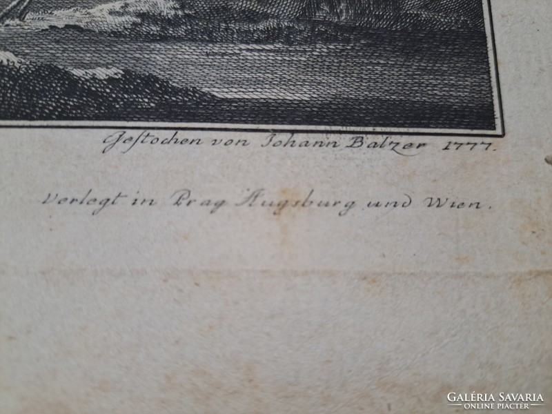 Vízesésnél - rézmetszet 1777-ből! Johann Balzer munkája - antik kép, klasszikus grafika