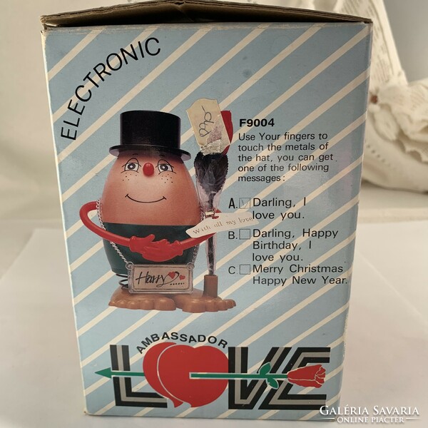 70-es évekből elektromos játék beszélő tojás "Darling I love you" beszélő régi játék, vidám figura