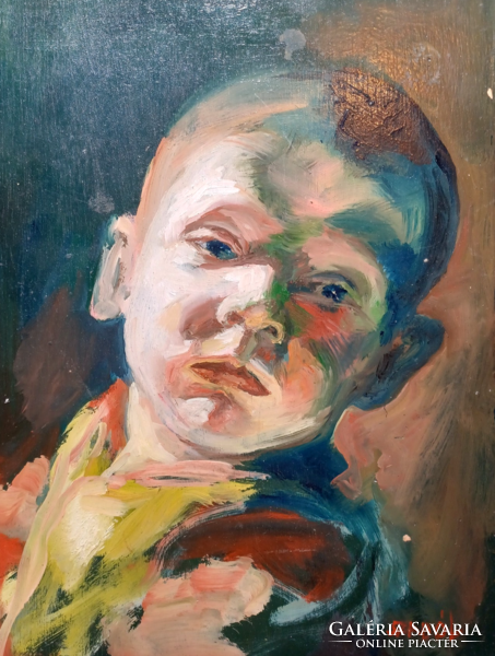 Kisfiú portréja, Szabó L. Jelzés, olaj fa (22x34 cm) gyerekportré