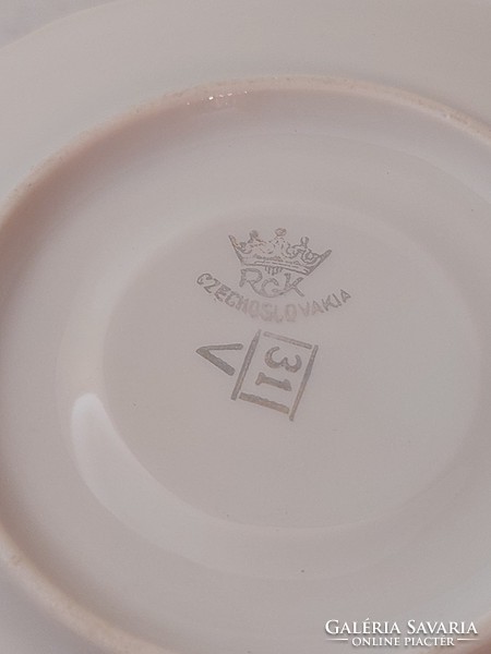 Retro színes porcelán kávés készlet régi mid century mokkás csésze 6 db