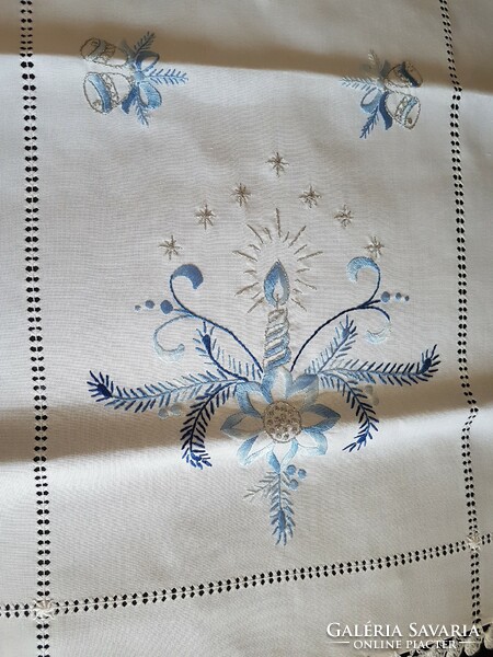 Christmas embroidered table runner, tablecloth