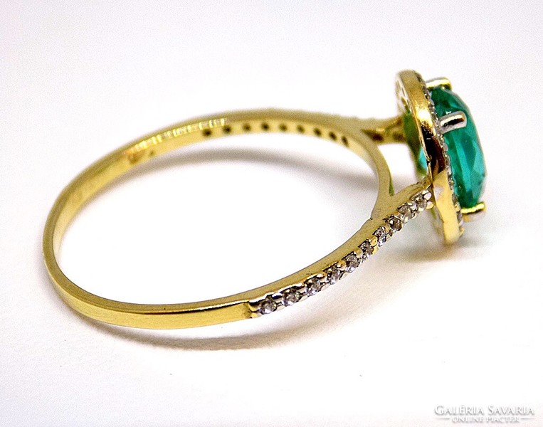 Gold ring with green stones (zal-au109632)