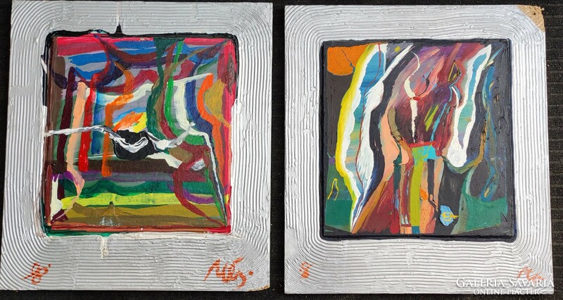 2 acrylic paintings by István Més-záros (butcher).