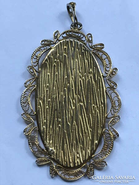 Toledo pendant with bird pattern, large size, 7 x 4 cm