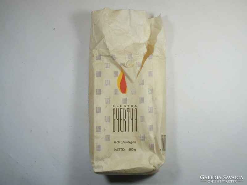 Retro régi Elektra Fjora gyertya papír csomagolásban-Cereol Növényolajipari Rt Nyírbátor- kb.1980