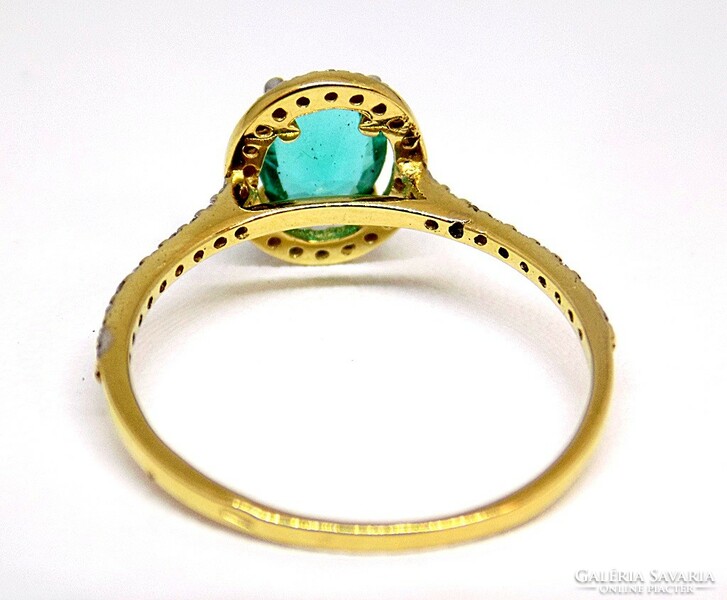 Gold ring with green stones (zal-au109632)