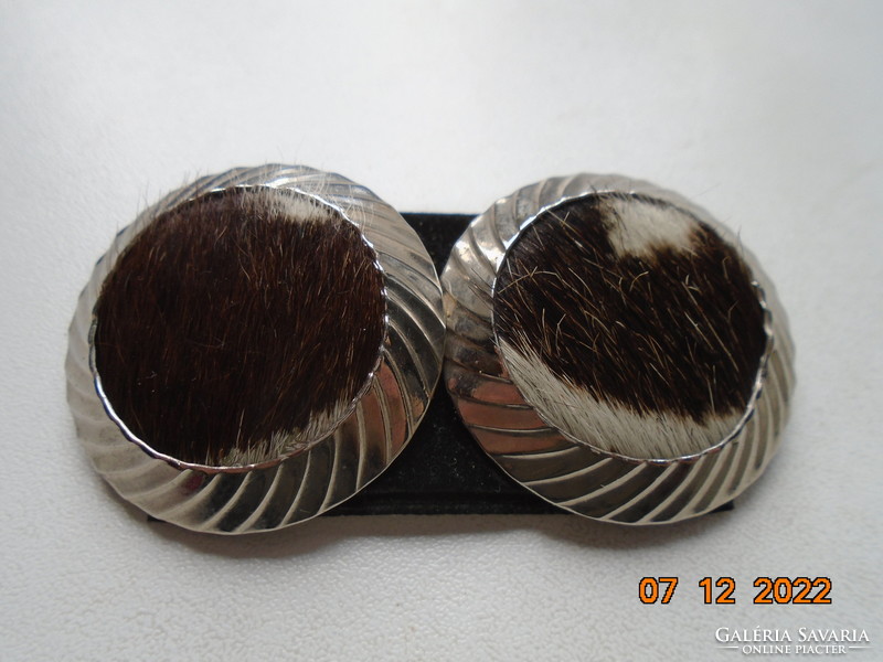 1980 Wilma spagli silver-plated clip with fur insert marked made in Italy