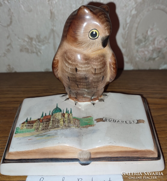 Owl Budapest with book, porcelain