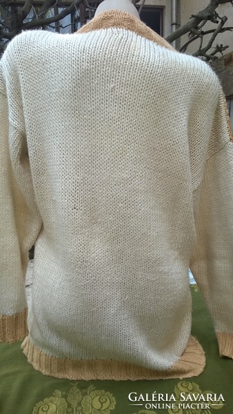 Kézzel kötött maxi pulóver-tunika kellemes szinek M-L-XL