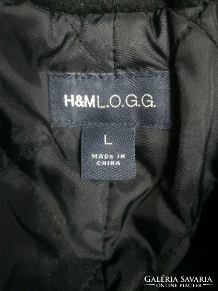 H&M L. O. G. G. L-es fekete, gyapjú autóskabát