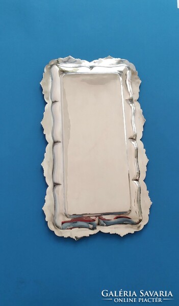 Silver Viennese rose tray, rectangular shape