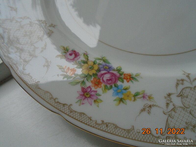 Klosterle tk thun baroque Czech rose garland grid pattern, flower bouquet marked and numbered bowl 26 cm