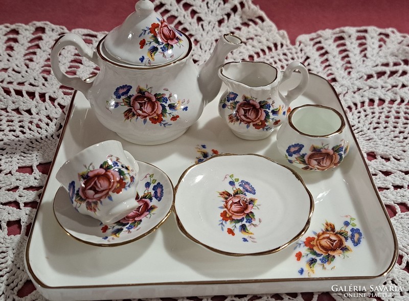 English doll-sized porcelain tea set