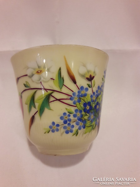 Antique museum bieder hand-painted tea coffee pouring pot cup gilded forget-me-not and flower b