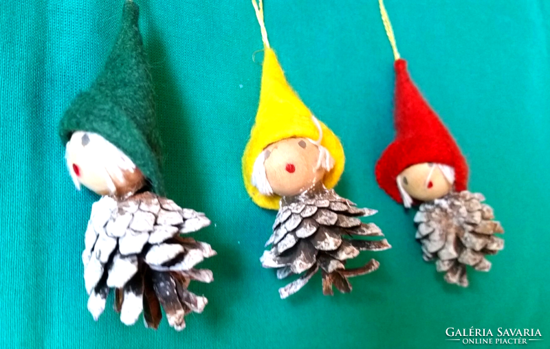 Old Christmas cone elves, cone dolls, rare Christmas ornaments in good condition 8 - 9 cm