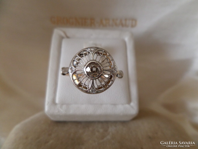 Art deco antik arany brilles pókháló gyűrű