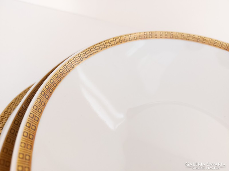 Retro 4 db német Colditz GDR porcelán aranyszegélyes nagy kínáló tál régi mid century szervírozó