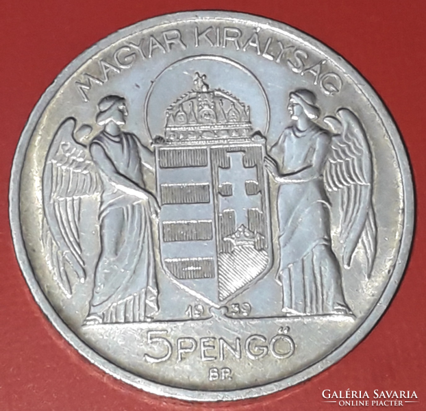 HORTHY MIKLÓS 1939 évi ezüst 5 pengő ritkább...