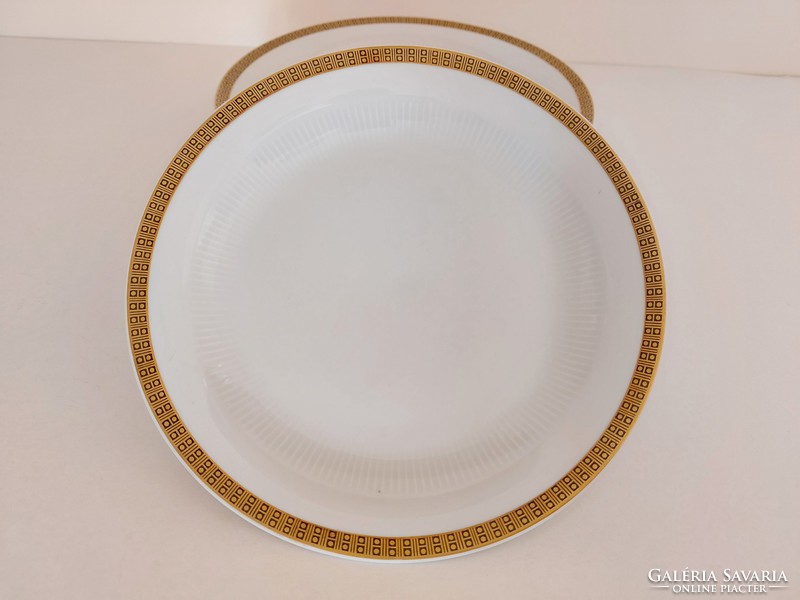 Retro 6 db német Colditz GDR porcelán aranyszegélyes régi lapos tányér mid century